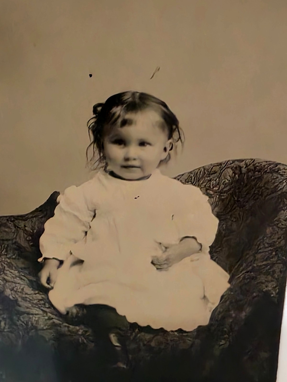 Antique Tintype Photo 2 1/2" x 31/2' Beautiful Baby Girl with Lovely Eyes